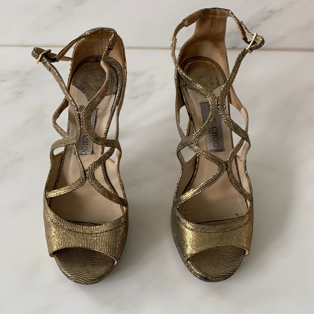 Good used condition jimmy choo heels gold